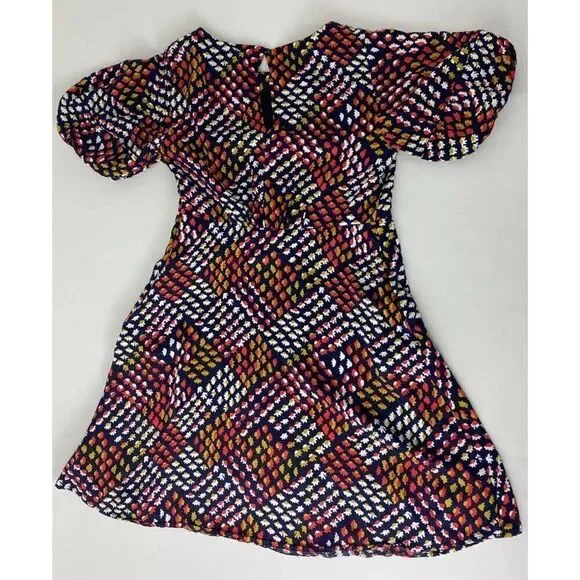 Cottagecore Maeve Floral Print Dress Blue Orange Yellow Puff Sleeve Twee Size 6 - Picture 10 of 11